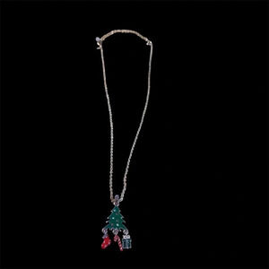 Avon Christmas necklace 22” length Christmas tree with 3 charms Silvertone